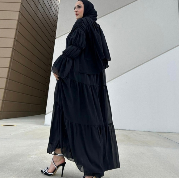 Beaux Exclusive Other - The OG Elegant Black Maxi Ruffled Abaya + Inner Dress X Beaux Exclusive